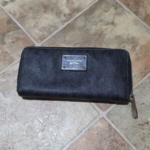 Michael Kors Black Textured Wallet. It Has A Stain, Check The Pictures Please.